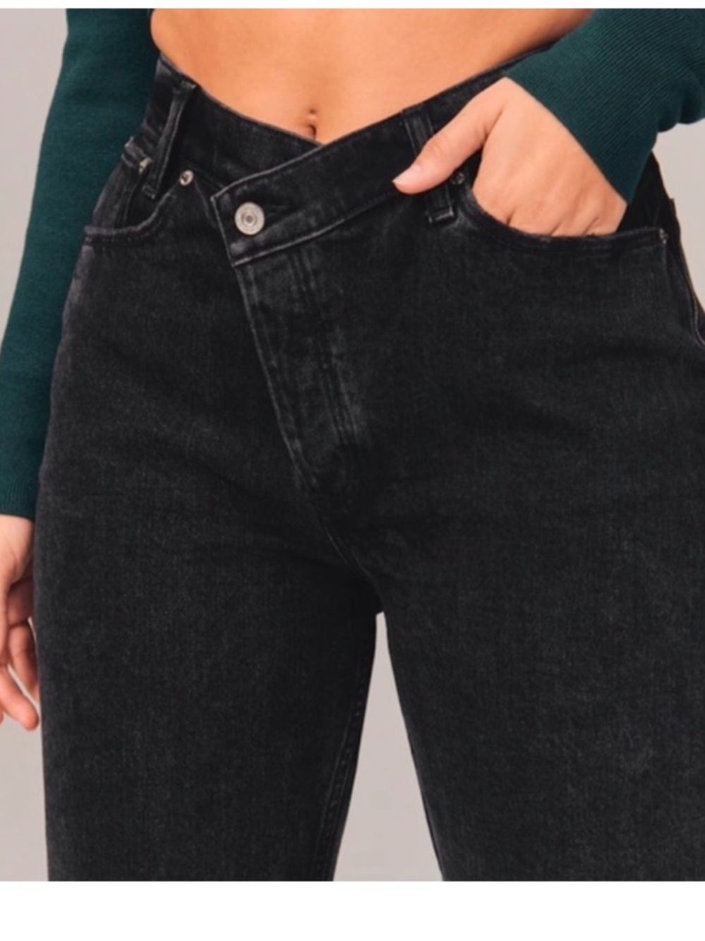 Abercrombie & Fitch High Rise Dad Jeans Black Denim 29 | 8 Short  Women’s - Picture 3 of 14